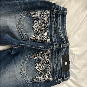 Miss Me Dark Blue Embroidered Jeans